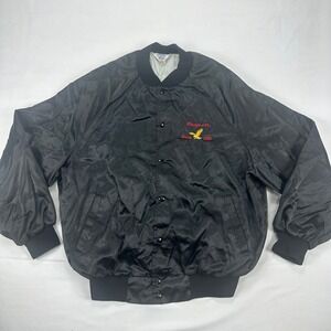 Snap-On‎ Tools Black Satin Bomber Jacket Eagle Logo WestArk USA 2XL Vintage